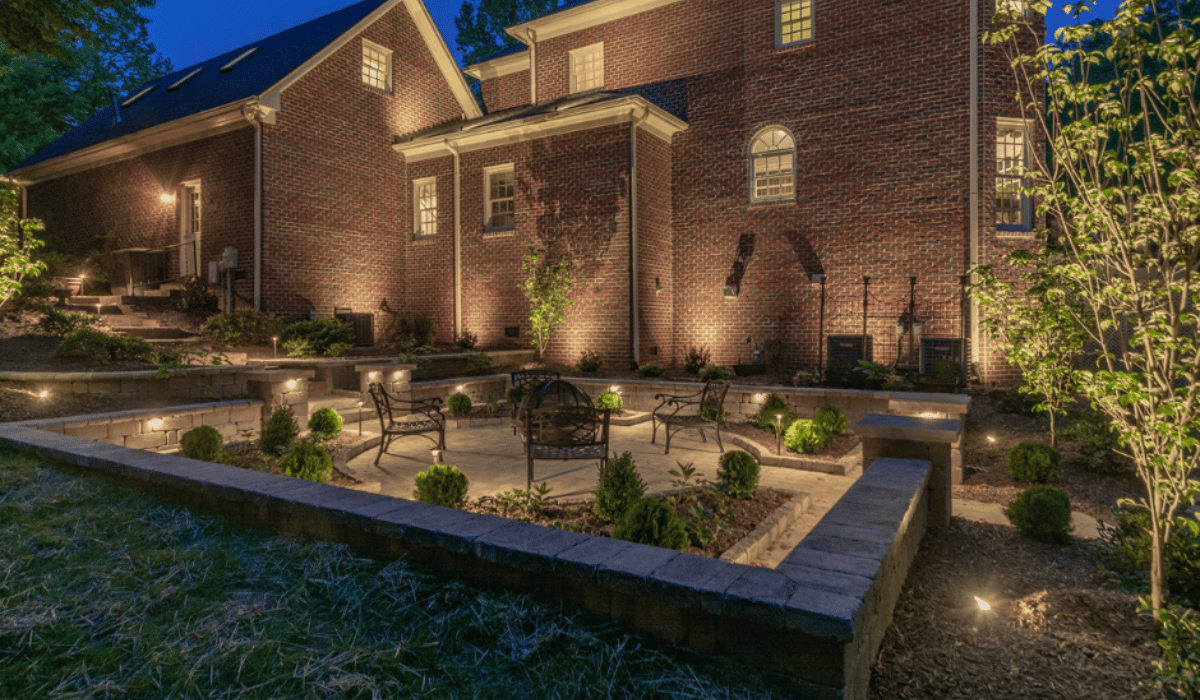 Custom outdoor lighting in Smith Mountain Lake, VA for patios, gardens, and pathways.