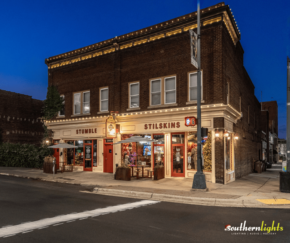 Custom permanent holiday lighting installation in Moneta, VA